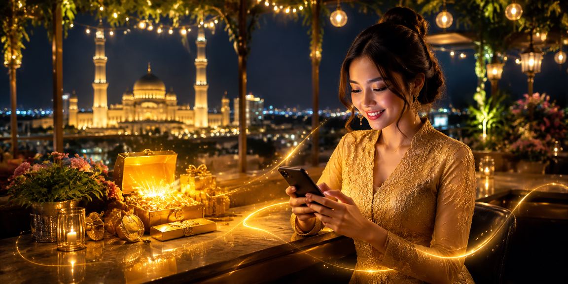 Pengguna Selangor memakai kebaya menyemak pasaran bola sepak di telefon pintar